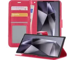Étui pour Samsung Galaxy S24 Ultra Case Book Case Cover Wallet Cover Walletcase - Étui pour Samsung Galaxy S24 Ultra Case Bookcase Case - Rose foncé