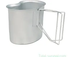 Mil-Tec US Canteen Cup, roestvrij staal, opvouwbare handvatten
