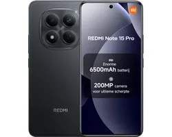 Xiaomi Redmi Note 15 Pro 4G - 12GB/512GB - Zwart - Dual SIM - 6,77 pouces AMOLED