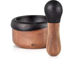 AdHoc Crush Mortar - Fonte - Bois d'acacia - Ø 13 cm - Noir / Marron