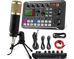 Thuys - Équipement de Podcast Complet – Microphone à Condensateur avec Trépied et Table de Mixage Audio Professionnelle pour le Streaming, la Diffusion et l'Enregistrement – Ensemble Podcast, Pack Microphone