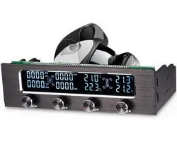 4-Kanaals Computer Fan Controller met Temperatuur Sensor en LCD Display voor PC Koeling en Ventilatorbeheer