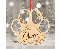 Personalised Dog Christmas Tree Decoration/teckel/ sinterklaas/ kerst/kerstboom ornaments/ Name Wooden Dog Paw Print Puppy/ gepersonaliseerde kerstballen