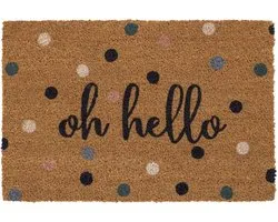 Home & Deco Kokos Deurmat Hello- Dots 40x60 cm
