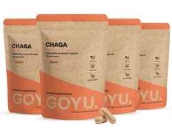 GOYU Chaga 1.500 mg per dagdosering Biologisch Combideal 4x 60 Capsules - Paddenstoel mushroom – Vegan - Zonder toevoegingen - Lab getest - 30 dagen voorraad per zakje