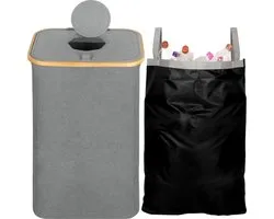 Belle Vous statiegeld container met deksel en draagtas - 80L keuken flessenbak - Voor lege flessen en glas - Ook te gebruiken als wasmand
