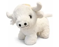Schotse Hooglander Pluche Knuffel Koe (Wit) 22 cm - Knuffeldier Knuffelvriend Dieren knuffel - Koe Cow Scottish Highlander - Speelgoed voor kinderen jongens meisjes