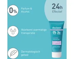 Deoleen Anti-transpirant - Crème Sensitive - Voorkomt overmatige transpiratie en transpiratiegeur - 24 uur effectief - 0% parfum & 0% alcohol - Dermatologisch getest - Deodorant - 50 ml