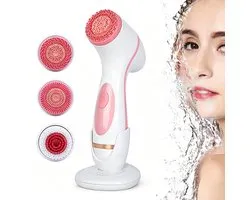 Multifunctionele gezichtsreinigingsborstel - Massageapparaat voor schoonheid - Draagbaar gezichtsreinigingsapparaat - Roterende gezichtsmassager - Inclusief 3 accessoires - Voor thuisgebruik - Waterdicht - USB-kabel - Cadeau - Roze