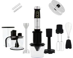 Staafmixer Set met Foodprocessor - Voor Soep, Smoothies en Baby Hapjes - Inclusief Maatbeker, Spiraalsnijder, Garde en Klopper - 1500W met 21 Snelheden - JAP ForceBlend F3