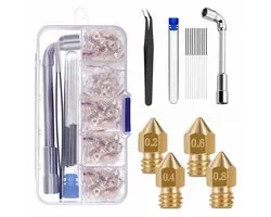 40 stuks mondstukken 0,2 mm 0,4 mm 0,6 mm 0,8 mm mondstukken, 3D-printer messing spuitmonden voor Creality Ender 3 V2 /Ender 3/Ender 3 Pro/Ender 3 Max/Ender 5 Pro, Ender 3 S1/Ender 3 Neo/CR 10 serie