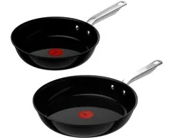 Tefal Experience Ceram - Set de poêles - 24/28 cm - Fusion Core - Céramique - Induction - Ergonomique - Sans PFAS