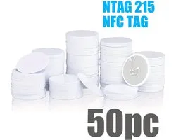 NFC Tags NTAG215 - 50 Stuks - NFC 215 Witte Kaarten - Compatibel met TagMo & NFC-apparaten - 25mm Ronde Schijf