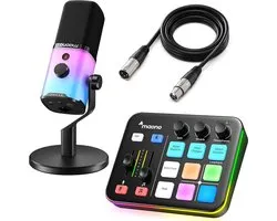 Maono - Pack de démarrage - Câble PD100X & G1 NEO & XLR - Pack de démarrage Podcast - Streaming de Gaming - Microphone USB RVB - Deck de streaming - Table de mixage DJ
