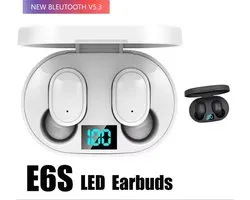 Draadloze Oordopjes Bluetooth 5.3 Hoofdtelefoon - E6S - Touch Control Oordopjes Met Microfoon - Met led percentage indicator - Wit - Earphone - Koptelefoon - Gaming Headset - Sport Oordopjes