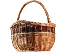 Panier en osier KADAX pour champignons, courses, pique-niques ; ovale, marron ; anse en osier, 43 x 30 x 43 cm
