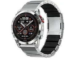 Bracelet magnétique en titane Stravo avec couche intérieure en silicone – Quickfit 26mm pour Garmin Fenix 5x (Plus) / 6x (Pro) / 7x (Pro, Sapphire, Solar) / 8 - 51mm / 3 / Epix Pro Gen 2 - 51mm / Enduro 1/2/3 / Tactix 7 (Pro) – Argent / noir