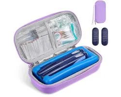 Dailygoods - MoKo EVA Insulin Cooler Travel Hard Case, TSA Approved Diabetes Insulated Cooling Carrying Bag for Supplies Keep Medicine Cool, Small Portable Medication Organizer with Ice Packs & Ice Brick, Purple