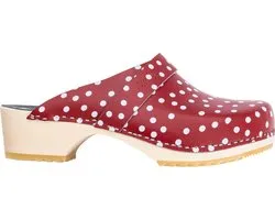 Skolys W-320.06 klompen - dames - medische - clogs - tuinklompen - werkklompen - verpleegkundige - ziekenhuis - instap - rood + witte stippen - maat 39