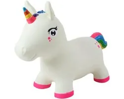 Jumpy - Eenhoorn wit – roze - Hopper 100 kg belastbaar - Speelgoed Skippybal - Skippy Dieren - Skippybal Haas - Kinderspeelgoed - Speelgoed 12 maanden - Inclusief Pomp - Tot 100 kg Gewicht - Skippy bal - Cadeau kind - voedselveilige materialen