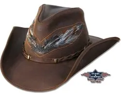 Western lederen hoed Stars&Stripes OUTBACK L