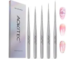 Aokitec 5pcs Nail Art Liner Brush Set, Professional Fine Detail Nail Brushes (0.236/0.354/0.472/0.591/25mm) for Thin - ShopVlot