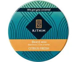 Rithim® Cire à barbe Citrus Fresh 50 ml - coiffage de la barbe - parfumé - nutrition et fixation de la barbe - gel à barbe - Cire à barbe