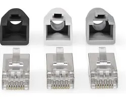 Nedis RJ45-Connector - RJ45 Pass Through - Stevig/Gesnoerd FTP CAT6 - Recht - Verguld - 10 Stuks - Polycarbonate - Grijs / Wit / Zwart - Doos