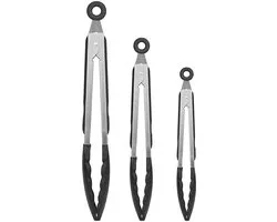 Purepeak Pinces à viande pour la Cuisine - Pinces à barbecue - Pinces de service résistantes à la chaleur - Ustensiles de cuisine - Ensemble de pinces à barbecue 3 pièces