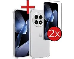 Hoesje - Met Screenprotector - 2 Stuks - Geschikt voor OnePlus 13R - Sterk & Shockproof - Back Cover - Siliconen Case - Telefoon Hoes - Shock Proof - Telefoonhoes - Transparant
