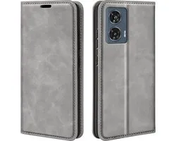 Étui pour Motorola Edge 50 Fusion - Bookcase portefeuille de Luxe (fermeture magnétique) - Grijs - Étui pour téléphone portable - Étui pour téléphone adapté pour : Motorola Edge 50 Fusion