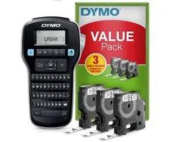 DYMO LabelManager 160 Labelprinter startpakket | Handheld Labelmaker-machine | met 3 rollen Dymo D1 labeltape QWERTY-toetsenbord | Ideaal voor kantoor of thuis