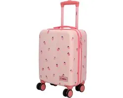 Zebra Trends Avonturier Koffer - Valise pour enfants - ABS - Roues pivotantes - Trolley bagage à main - Fraise