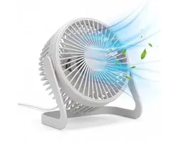 Bureau Ventilator - Mini Bureauventilator - Zuinige Tafelventilator - Kleine USB Ventilator - Kantelbare Statiefventilator - Compacte USB-C Tafelventilator - Fan Geluidloos - Bureau Airco - Desk Fan - Deskventilator - Wit - Silvergear