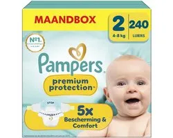Pampers Premium Protection Maat 2 - 240 Luiers - 4kg-8kg - Maandbox