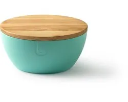 Saladier/bol de service biosourcé UBITE avec couvercle/planche à découper - Vert aigue-marine - durable - 27 cm