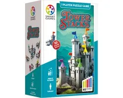 SmartGames Tower Stacks - 3D Logisch Denkspel - 80 Opdrachten - Ruimtelijk inzicht - Solospel - Vanaf 7 Jaar