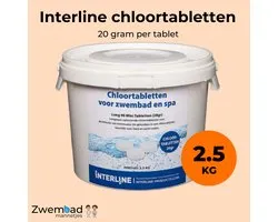 Interline Chloortabletten 20 gram 2.5 kg - Inclusief doseerschema - Chloortabletten voor zwembad en jacuzzi - Chloor 20 gram - Chloortabletten klein zwembad tot gemiddeld