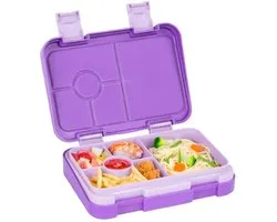 Lunchbox Kids Lunch Box with 6 Compartments for School, Kindergarten, Outdoor, Leakproof, Dishwasher Safe, BPA Free (Purple)