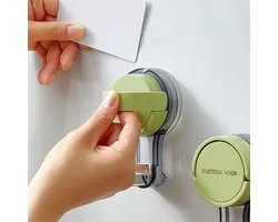 3pcs Heavy Duty No-Drill Towel Hooks, Strong Vacuum Cup & Self-Adhesive, Damage-Free Installation, No Tools Needed. Space-Saving Utility Hooks for Bathroom, Kitchen, Hotel & Office. Modern Minimalist Design, Polished Plastic Finish.