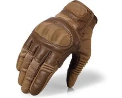 RAMBUX® - Gants de moto - Marron - Cuir PU respirant - Taille M - Gants tactiques - Moto - Airsoft - Écran tactile - Protection