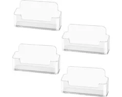 Acryl visitekaart, 4 stuks verpakking, 9,5 * 4,5 * 2,5 cm desktop visitekaart, transparante acryl visitekaart, geschikt voor huis en kantoor