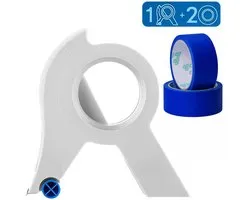3-delige Tape dispenser - Tape applicator set - Masking tape cutter - Draagbare verftape applicator - Inclusief twee rollen tape - 15*10,4 cm - Geschikt voor diverse oppervlakken zoals verf, sierlijsten en deurkozijnen - Blauw