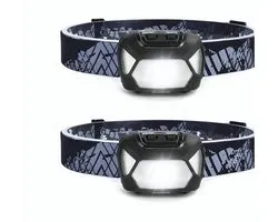 LED-koplamp, 2000 lux LED XPG-koplamp met 6 lichtmodi koplampen en rood licht, IPX4 spatwaterdichte behuizing, op batterijen werkende koplampen C500, ideaal voor camping joggen, 2 stuks