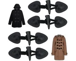 4 Pairs Toggle Buttons, Horn Toggle Closure Sewing Buttons, Pu Leather Sew-on Switches for DIY Crafts Clothing Coat - ShopVlot