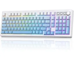 Clavier de jeu sans fil 100 % AZERTY/QWERTY avec pavé numérique, éclairage RGB et USB-C