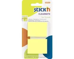 Stick'n Clear Note - Doorzichtige Sticky Note - 38x50mm - 2x 50 Memoblaadjes Geel