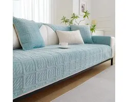 Milk Velvet Soft Sofa Cover for 1 2 3 Seater,Universal Non-slip Sofa Covers for Corner Sofa L Shape Sofa Covers Furniture Protector for Living Room (Blue,1 Cushion Cover 110x110cm)