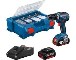 Ensemble de perceuse-visseuse sans fil Bosch GSR 18V-55 18V Li-Ion avec ensemble d'accessoires (2x 4.0Ah) L-Case - 55Nm - sans balais