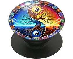 Mj Joys® - Phone Grip - Universele Verstelbare Phone Socket - Telefoonbutton - Telefoonaccessoire - Geschikt voor de meeste Smartphones en Cases - GSM Tablet Houder - Yin Yang Multicolour